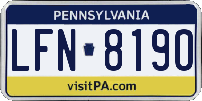 PA license plate LFN8190