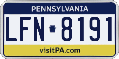 PA license plate LFN8191