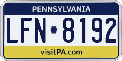 PA license plate LFN8192