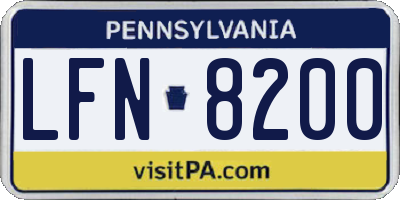 PA license plate LFN8200