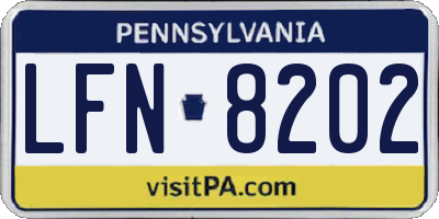 PA license plate LFN8202