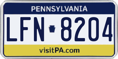 PA license plate LFN8204