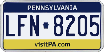 PA license plate LFN8205