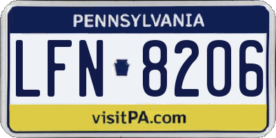 PA license plate LFN8206