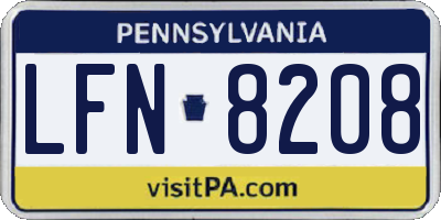 PA license plate LFN8208