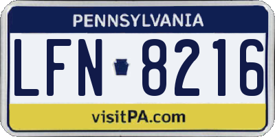 PA license plate LFN8216