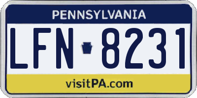 PA license plate LFN8231