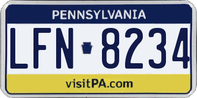 PA license plate LFN8234
