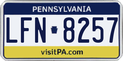 PA license plate LFN8257