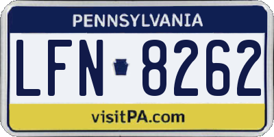 PA license plate LFN8262