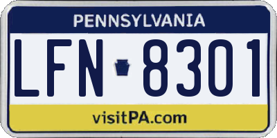 PA license plate LFN8301
