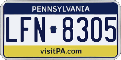 PA license plate LFN8305