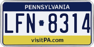 PA license plate LFN8314