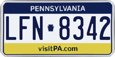PA license plate LFN8342