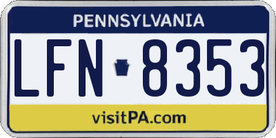 PA license plate LFN8353