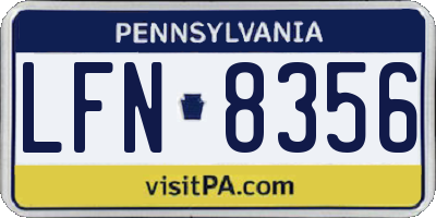 PA license plate LFN8356