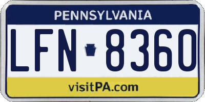 PA license plate LFN8360