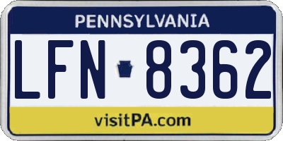 PA license plate LFN8362