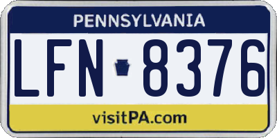 PA license plate LFN8376