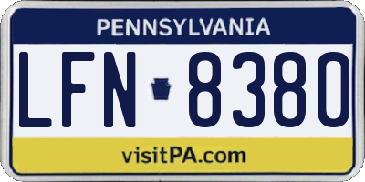 PA license plate LFN8380