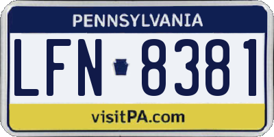 PA license plate LFN8381