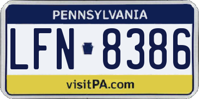 PA license plate LFN8386