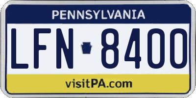 PA license plate LFN8400