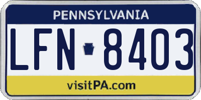 PA license plate LFN8403