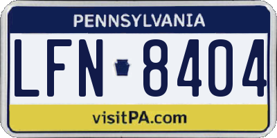 PA license plate LFN8404