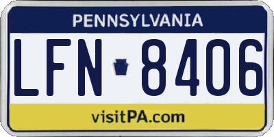 PA license plate LFN8406