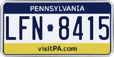 PA license plate LFN8415