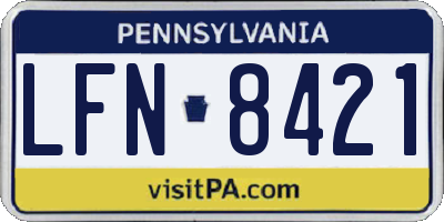PA license plate LFN8421