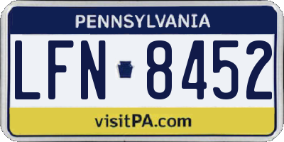PA license plate LFN8452