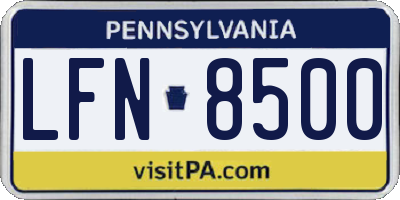 PA license plate LFN8500