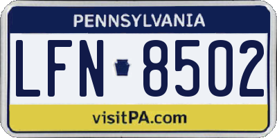 PA license plate LFN8502
