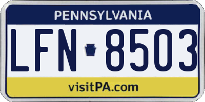 PA license plate LFN8503