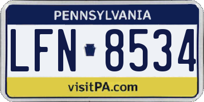 PA license plate LFN8534
