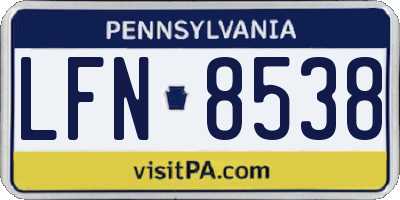 PA license plate LFN8538