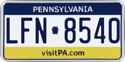 PA license plate LFN8540