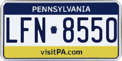 PA license plate LFN8550