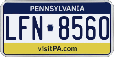 PA license plate LFN8560