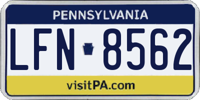 PA license plate LFN8562