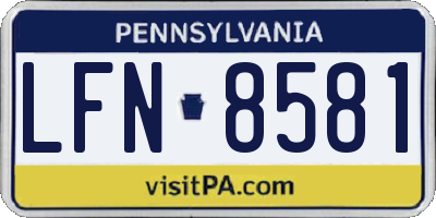 PA license plate LFN8581