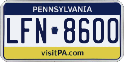 PA license plate LFN8600