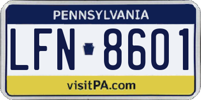 PA license plate LFN8601