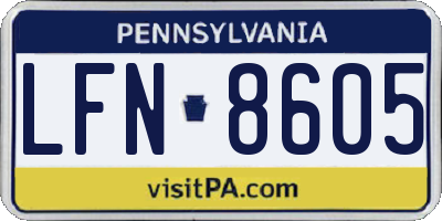 PA license plate LFN8605