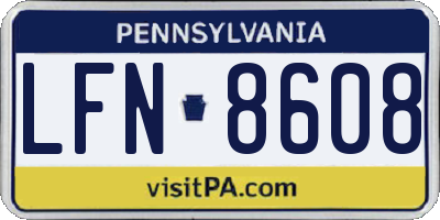 PA license plate LFN8608