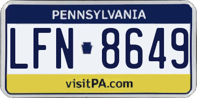 PA license plate LFN8649