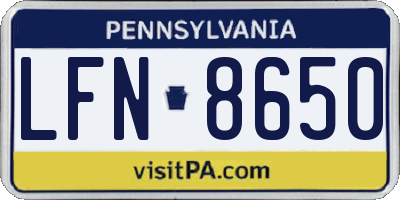 PA license plate LFN8650