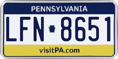 PA license plate LFN8651